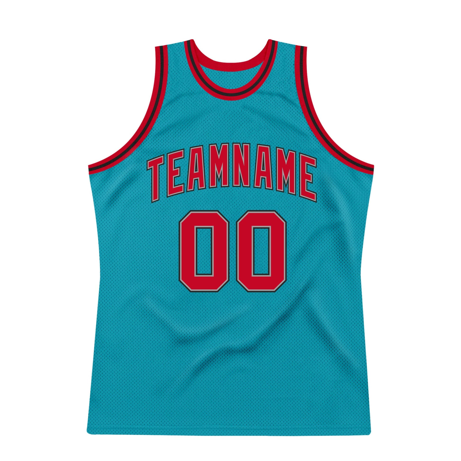 Custom Teal Red-Black Authentic Throwback Basketball Jersey - Sky-Custom