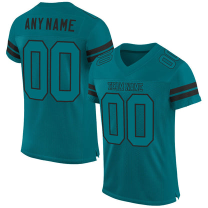 Custom Teal Teal-Black Mesh Authentic Football Jersey - Sky-Custom