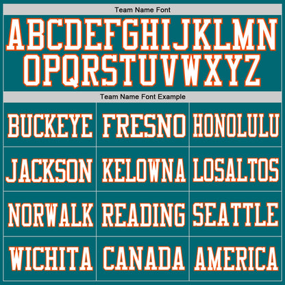 Custom Teal Orange-White Mesh Authentic Football Jersey - Sky-Custom