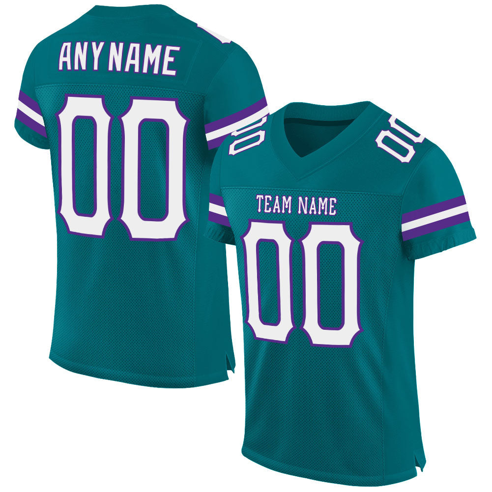 Custom Teal White-Purple Mesh Authentic Football Jersey - Sky-Custom
