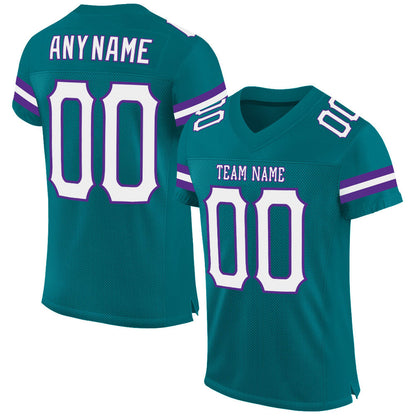 Custom Teal White-Purple Mesh Authentic Football Jersey - Sky-Custom
