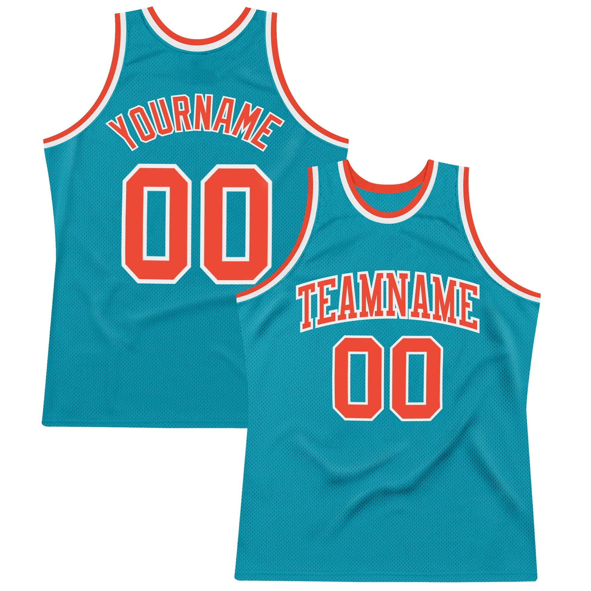 Custom Teal Orange-White Authentic Throwback Basketball Jersey - Sky-Custom