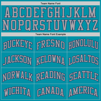 Custom Teal Gray-Navy Authentic Throwback Basketball Jersey - Sky-Custom