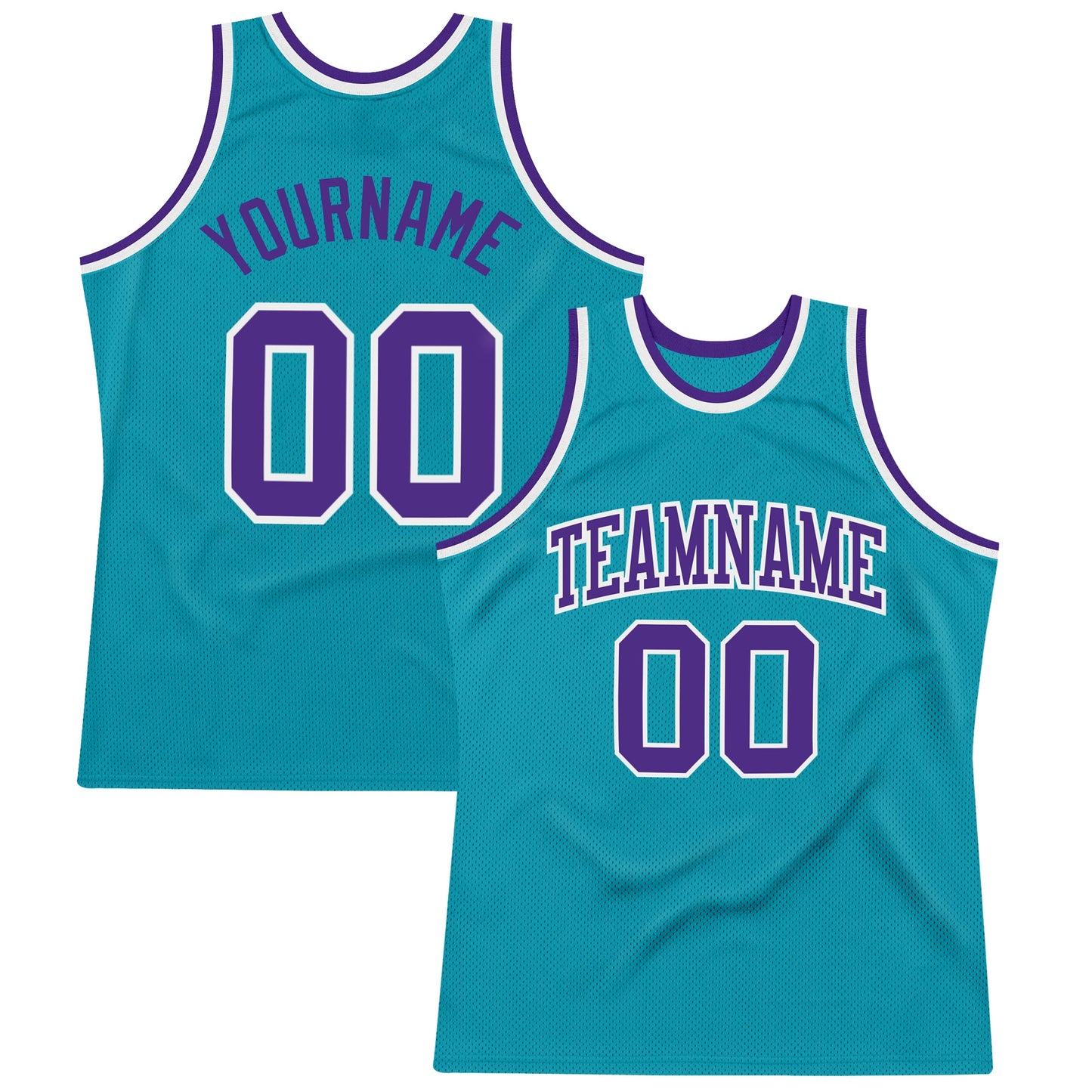 Custom Teal Purple-White Authentic Throwback Basketball Jersey - Sky-Custom