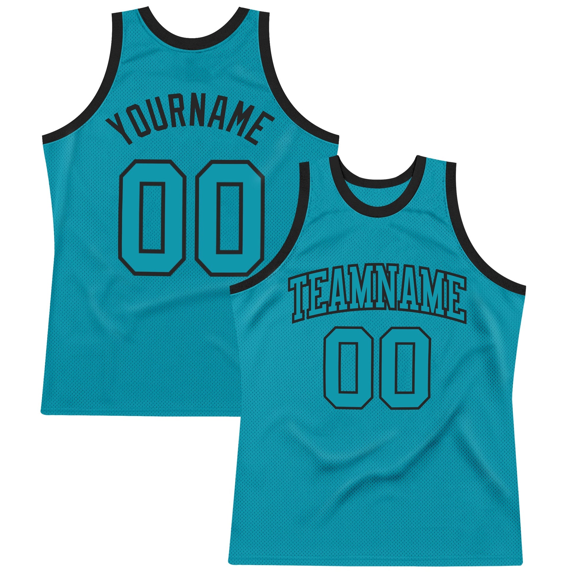 Custom Teal Teal-Black Authentic Throwback Basketball Jersey - Sky-Custom