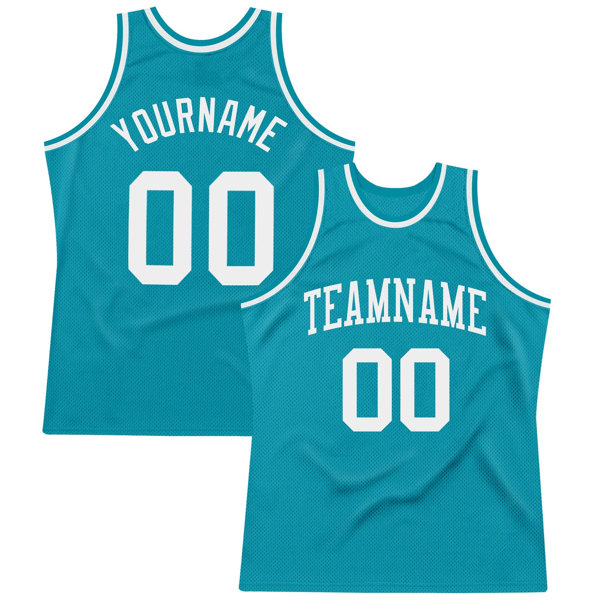 Custom Teal White Authentic Throwback Basketball Jersey - Sky-Custom