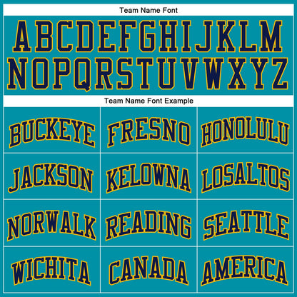 Custom Teal Navy-Gold Authentic Throwback Basketball Jersey - Sky-Custom