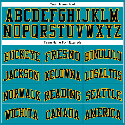Custom Teal Black-Gold Authentic Throwback Basketball Jersey - Sky-Custom