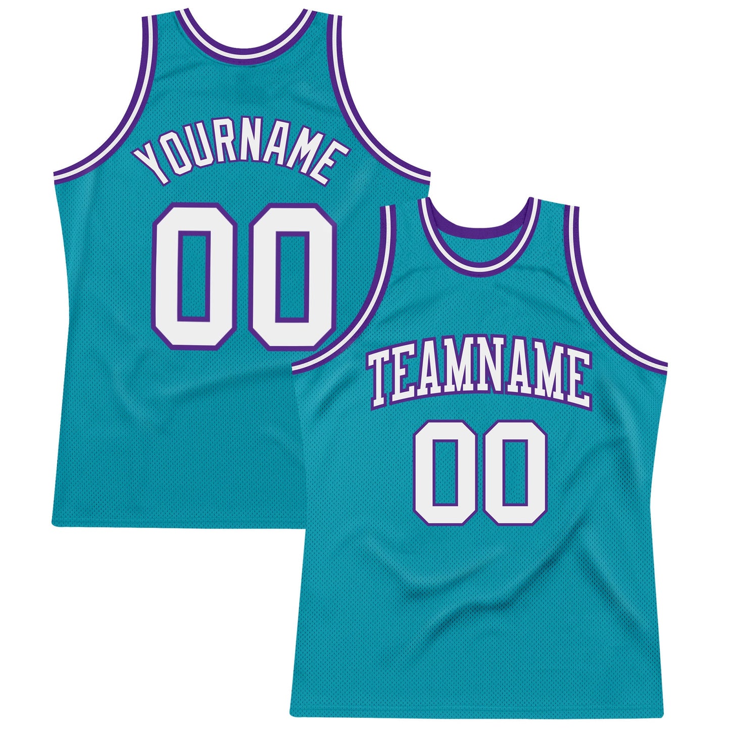 Custom Teal White-Purple Authentic Throwback Basketball Jersey - Sky-Custom