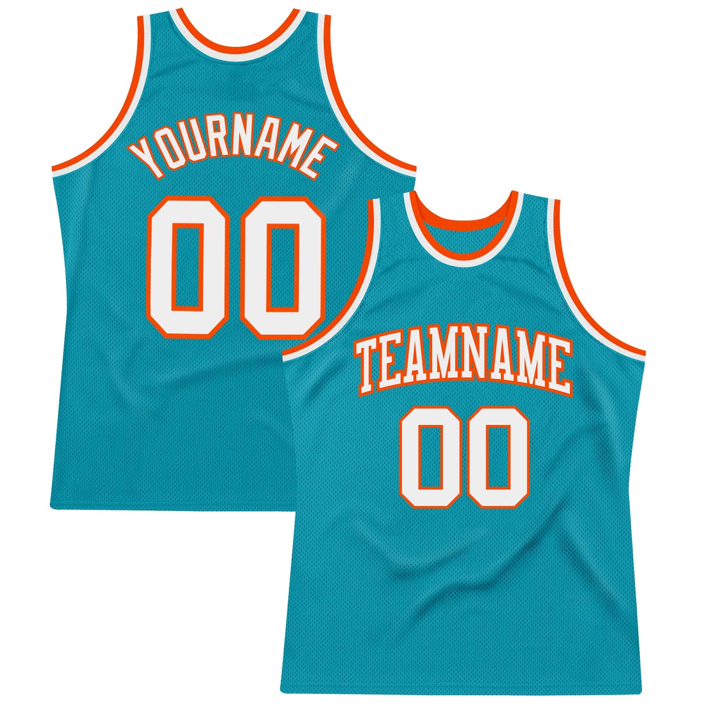 Custom Teal White-Orange Authentic Throwback Basketball Jersey - Sky-Custom