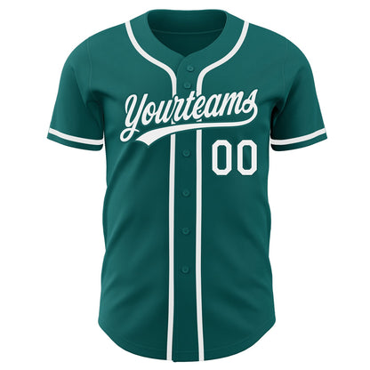 Custom Teal White Authentic Baseball Jersey - Sky-Custom