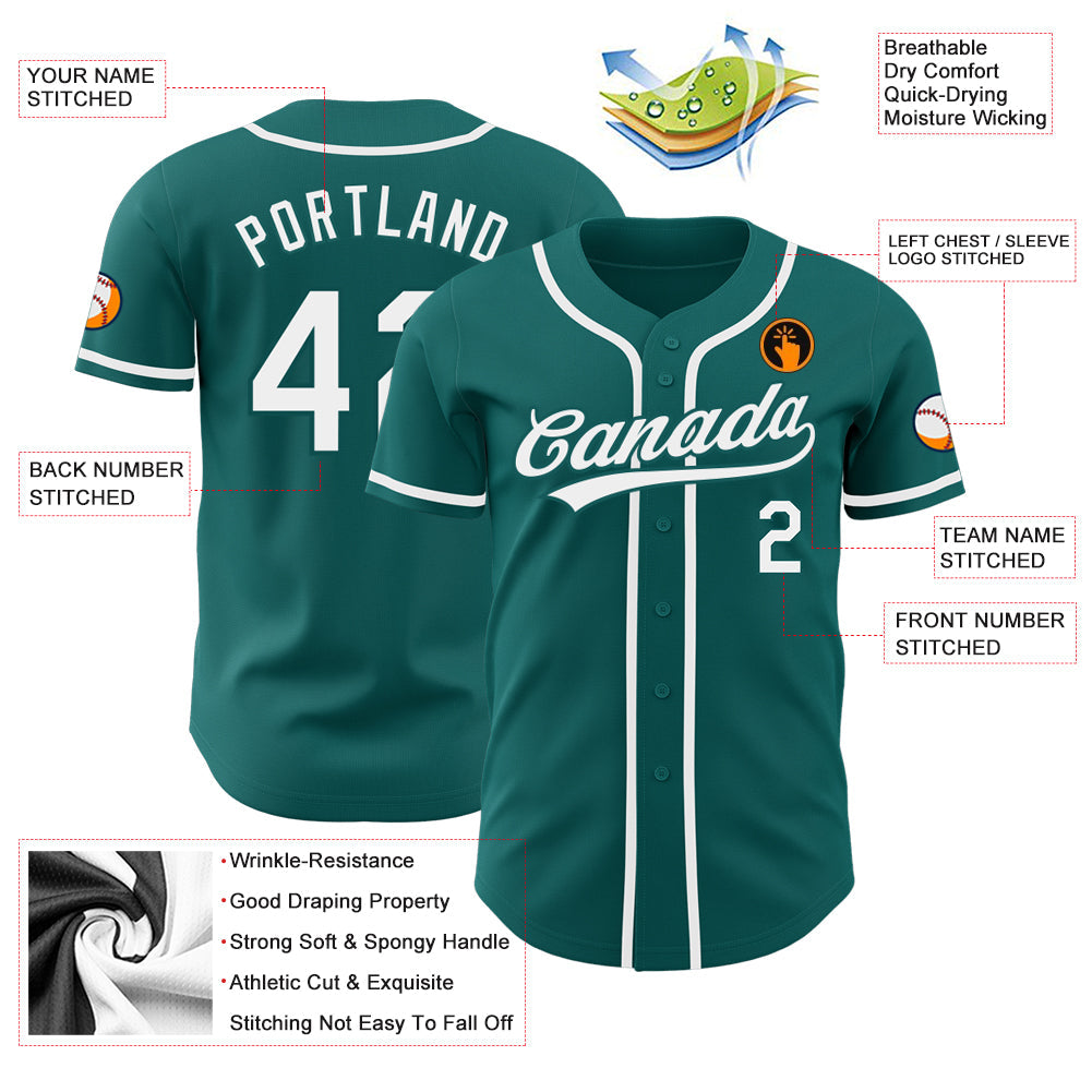 Custom Teal White Authentic Baseball Jersey - Sky-Custom