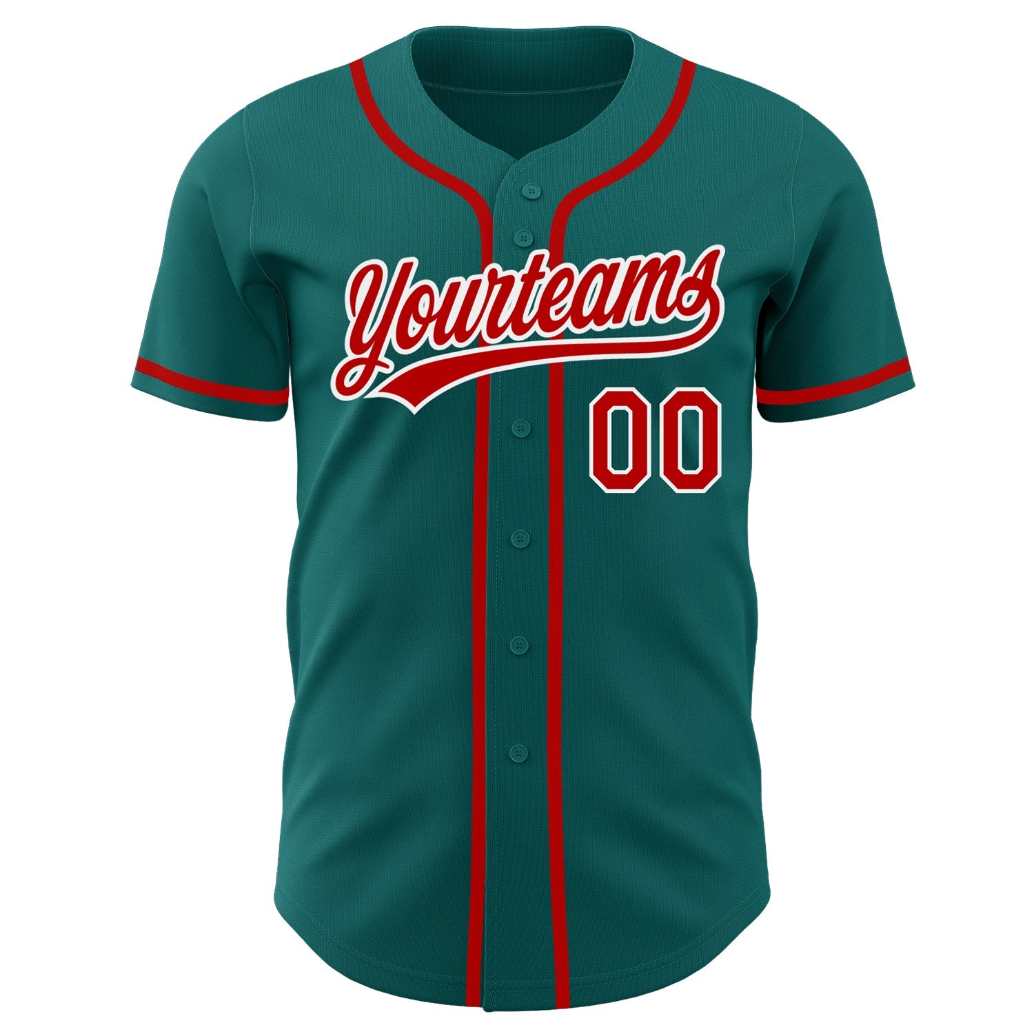 Custom Teal Red-White Authentic Baseball Jersey - Sky-Custom