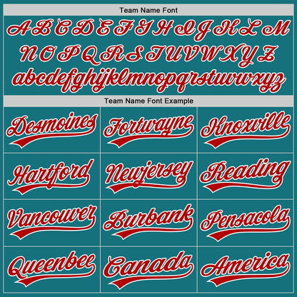 Custom Teal Red-White Authentic Baseball Jersey - Sky-Custom