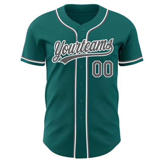 Custom Teal Steel Gray-White Authentic Baseball Jersey - Sky-Custom