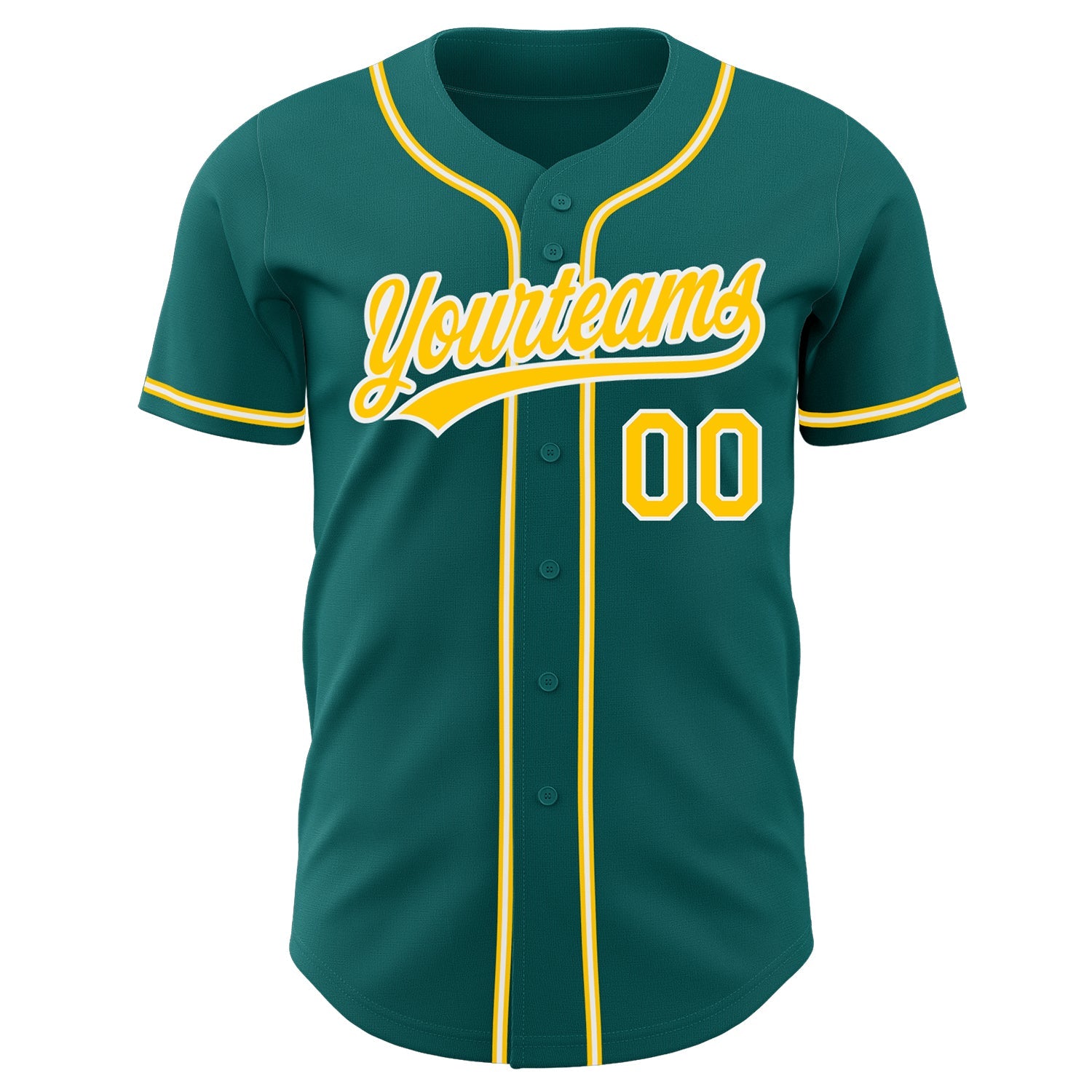 Custom Teal Gold-White Authentic Baseball Jersey - Sky-Custom