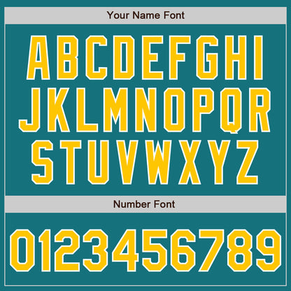 Custom Teal Gold-White Authentic Baseball Jersey - Sky-Custom