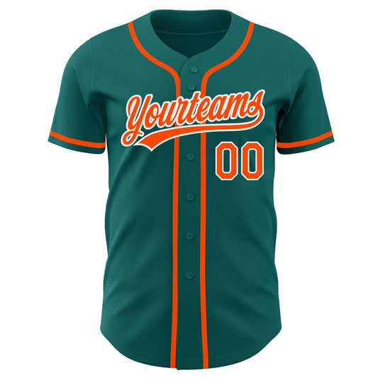 Custom Teal Orange-White Authentic Baseball Jersey - Sky-Custom