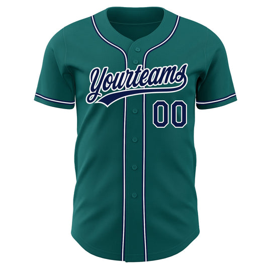 Custom Teal Navy-White Authentic Baseball Jersey - Sky-Custom