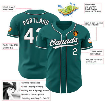 Custom Teal White-Black Authentic Baseball Jersey - Sky-Custom