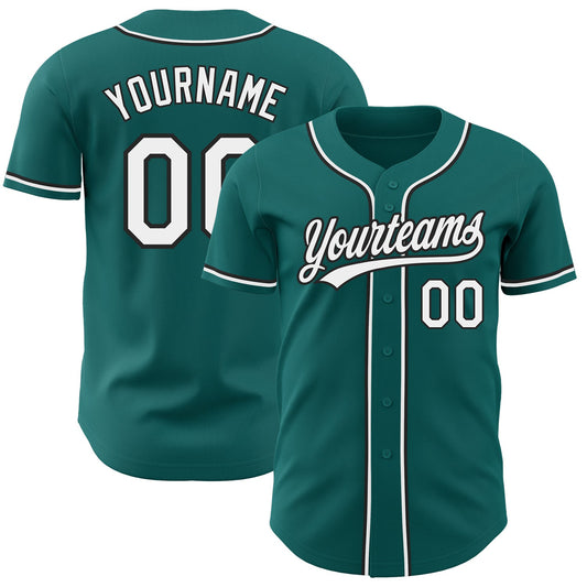 Custom Teal White-Black Authentic Baseball Jersey - Sky-Custom