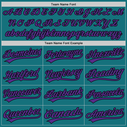 Custom Teal Purple-Black Authentic Baseball Jersey - Sky-Custom