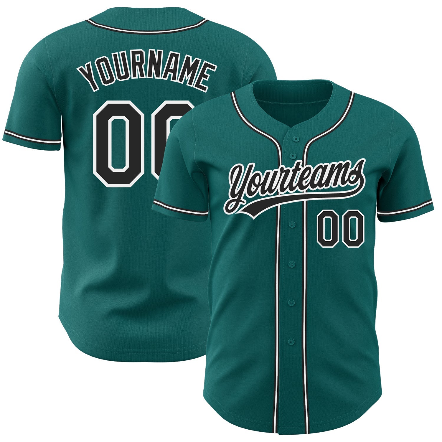 Custom Teal Black-White Authentic Baseball Jersey - Sky-Custom