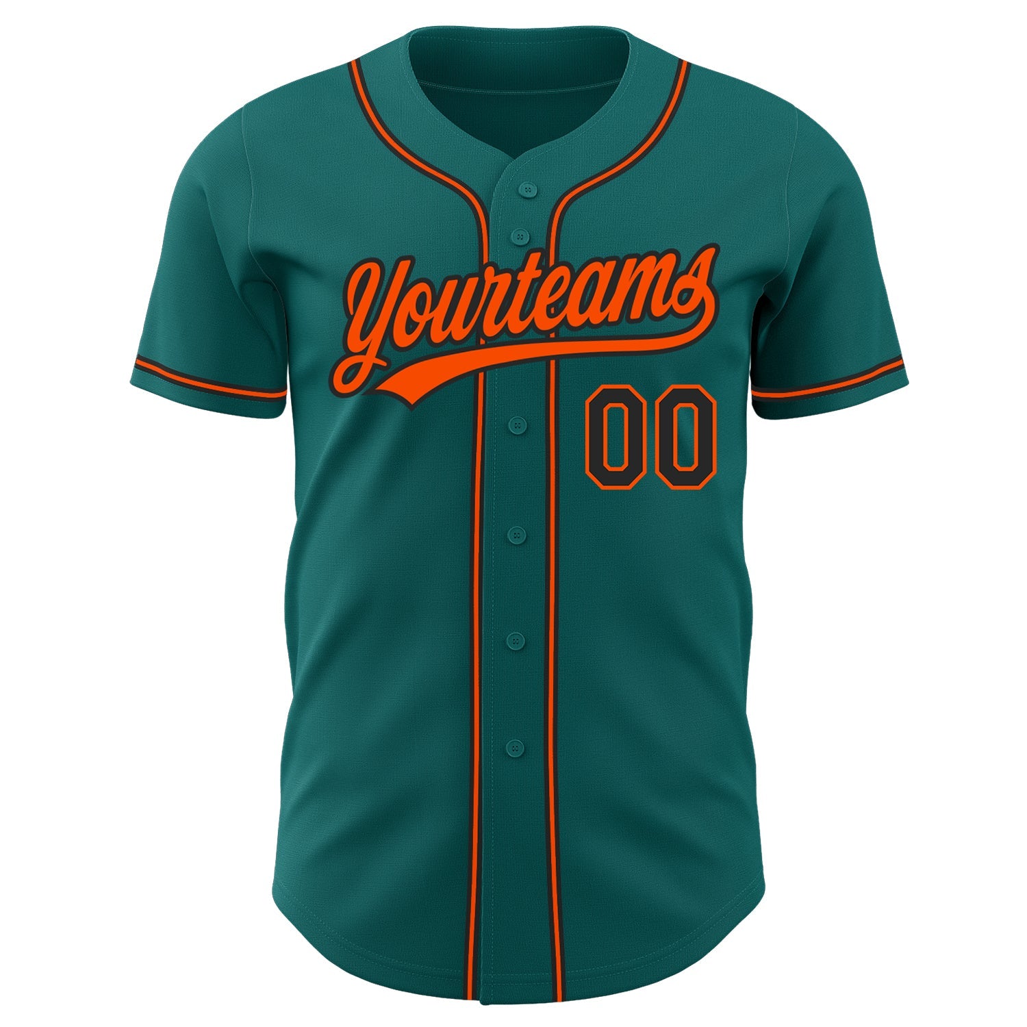 Custom Teal Black-Orange Authentic Baseball Jersey - Sky-Custom