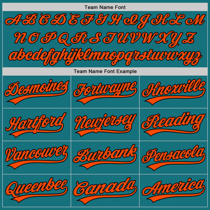 Custom Teal Black-Orange Authentic Baseball Jersey - Sky-Custom