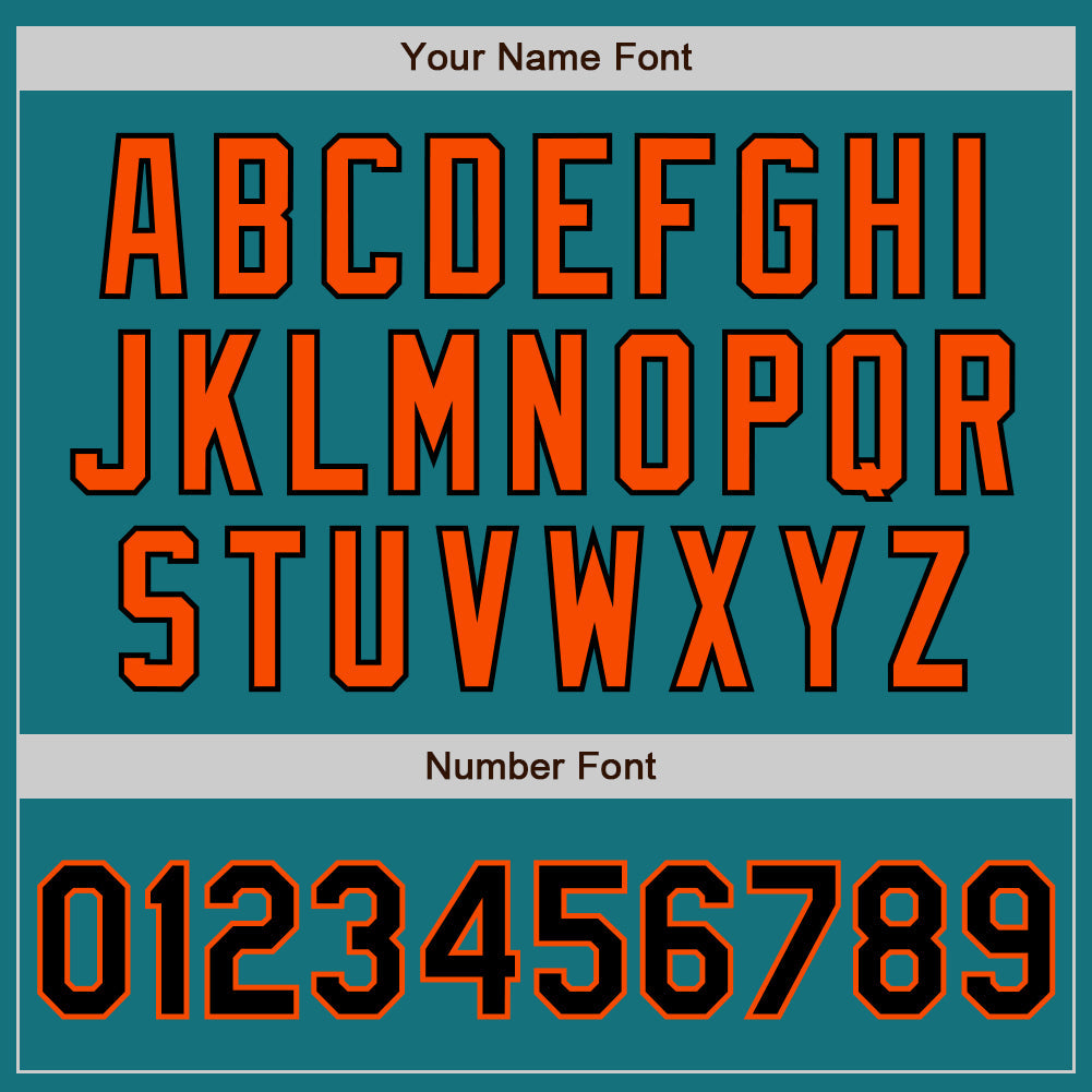 Custom Teal Black-Orange Authentic Baseball Jersey - Sky-Custom