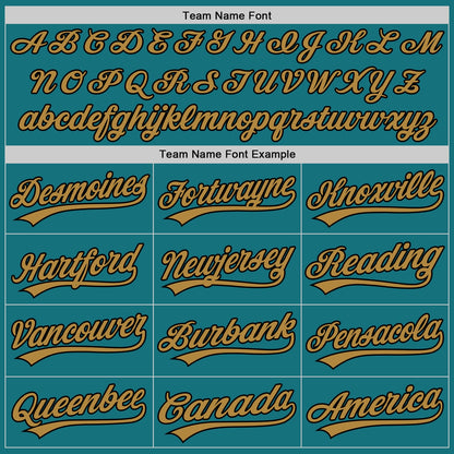 Custom Teal Black-Old Gold Authentic Baseball Jersey - Sky-Custom