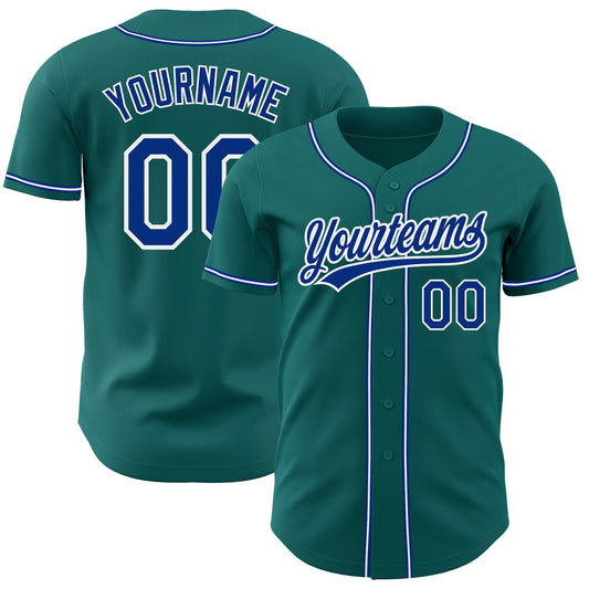 Custom Teal Royal-White Authentic Baseball Jersey - Sky-Custom
