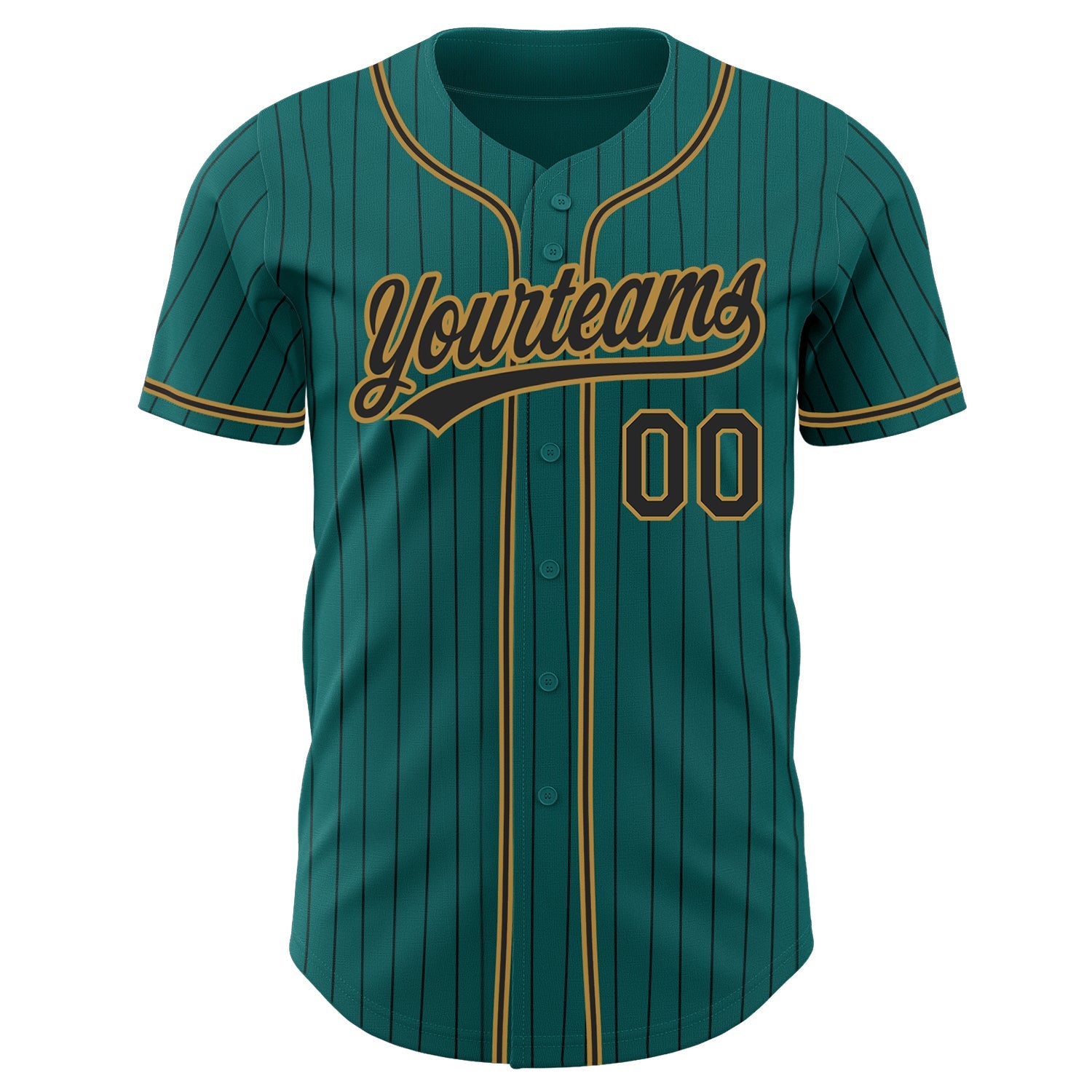 Custom Teal Black Pinstripe Black-Old Gold Authentic Baseball Jersey - Sky-Custom