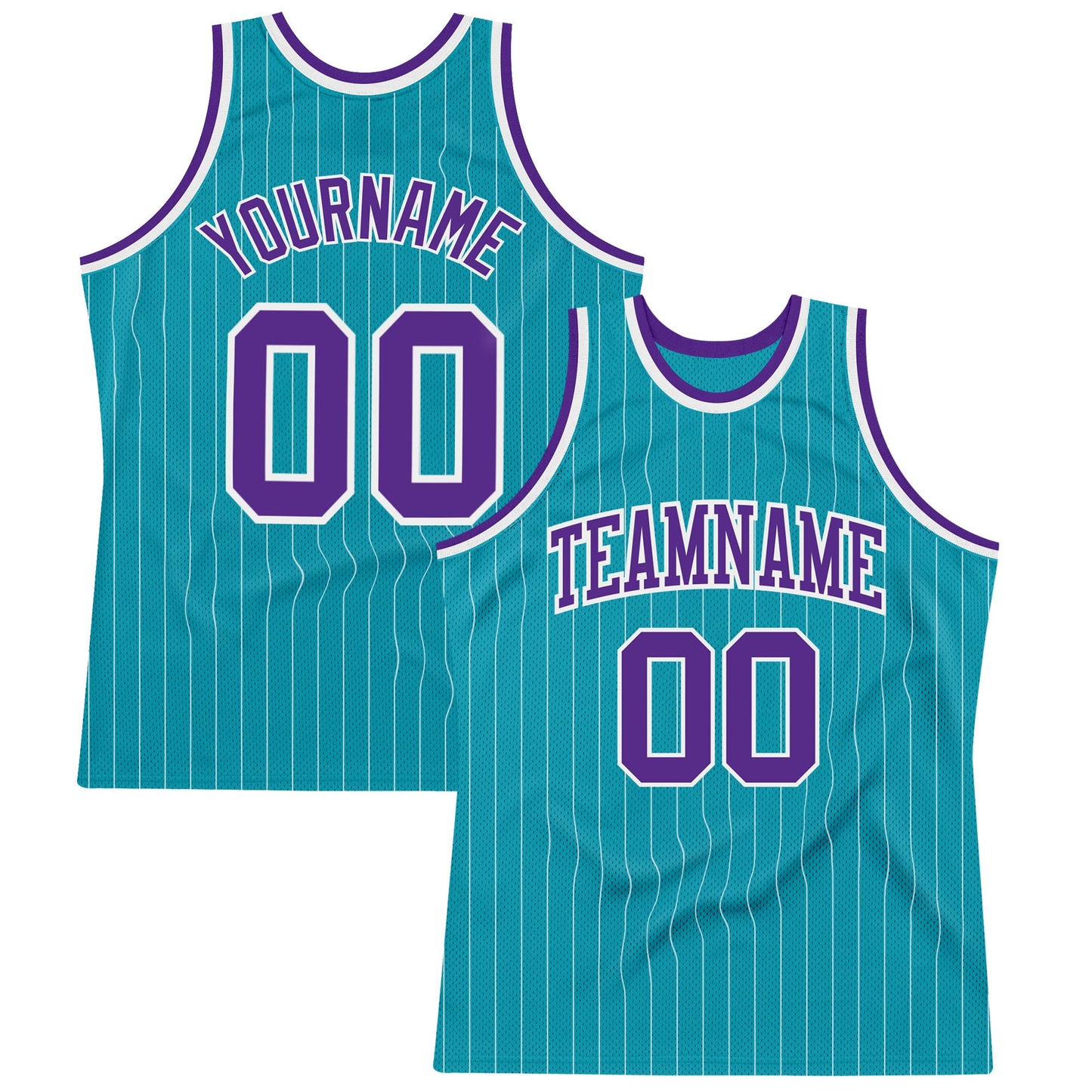 Custom Teal White Pinstripe Purple Authentic Basketball Jersey - Sky-Custom