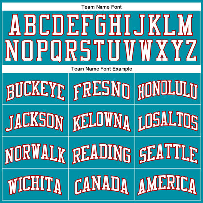 Custom Teal White Pinstripe White-Red Authentic Basketball Jersey - Sky-Custom