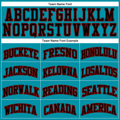 Custom Teal Black-Red Authentic Throwback Basketball Jersey - Sky-Custom