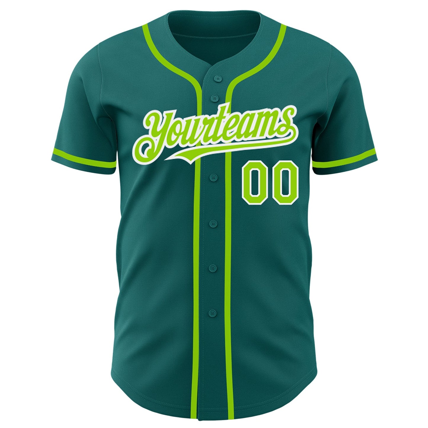 Custom Teal Neon Green-White Authentic Baseball Jersey - Sky-Custom