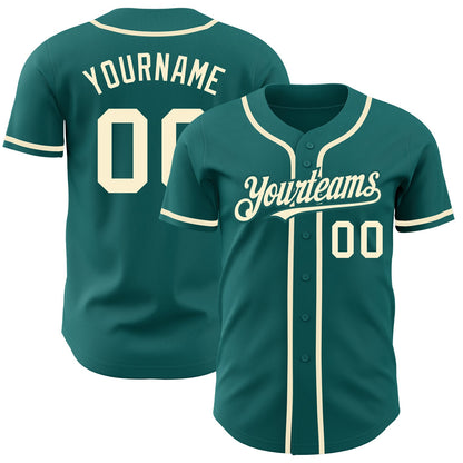 Custom Teal Cream Authentic Baseball Jersey - Sky-Custom