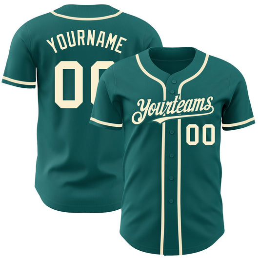 Custom Teal Cream Authentic Baseball Jersey - Sky-Custom