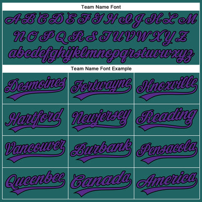 Custom Teal Purple Pinstripe Black Authentic Baseball Jersey - Sky-Custom