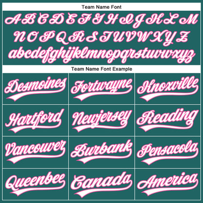 Custom Teal White Pinstripe Pink Authentic Baseball Jersey - Sky-Custom