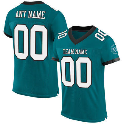 Custom Teal White-Black Mesh Authentic Football Jersey - Sky-Custom