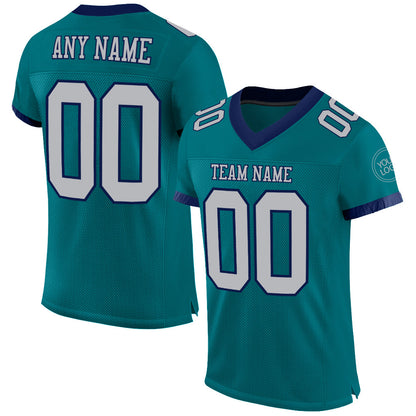 Custom Teal Gray-Navy Mesh Authentic Football Jersey - Sky-Custom