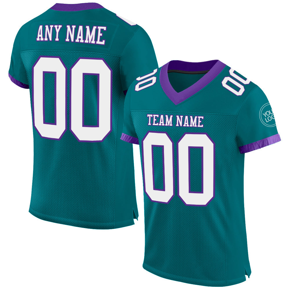 Custom Teal White-Purple Mesh Authentic Football Jersey - Sky-Custom