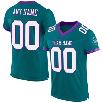 Custom Teal White-Purple Mesh Authentic Football Jersey - Sky-Custom