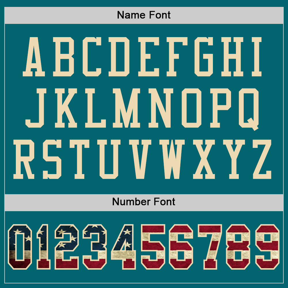 Custom Teal Vintage USA Flag-City Cream Mesh Authentic Football Jersey - Sky-Custom