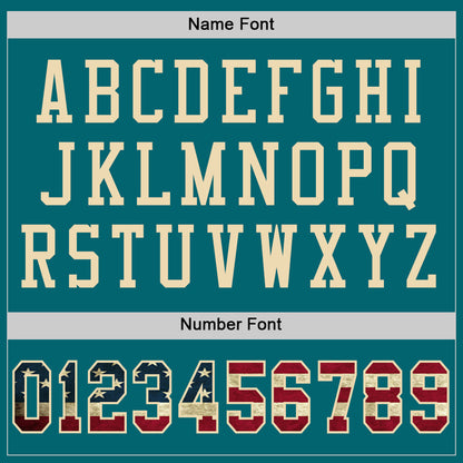 Custom Teal Vintage USA Flag-City Cream Mesh Authentic Football Jersey - Sky-Custom