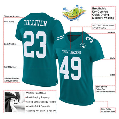 Custom Teal White Mesh Authentic Football Jersey - Sky-Custom