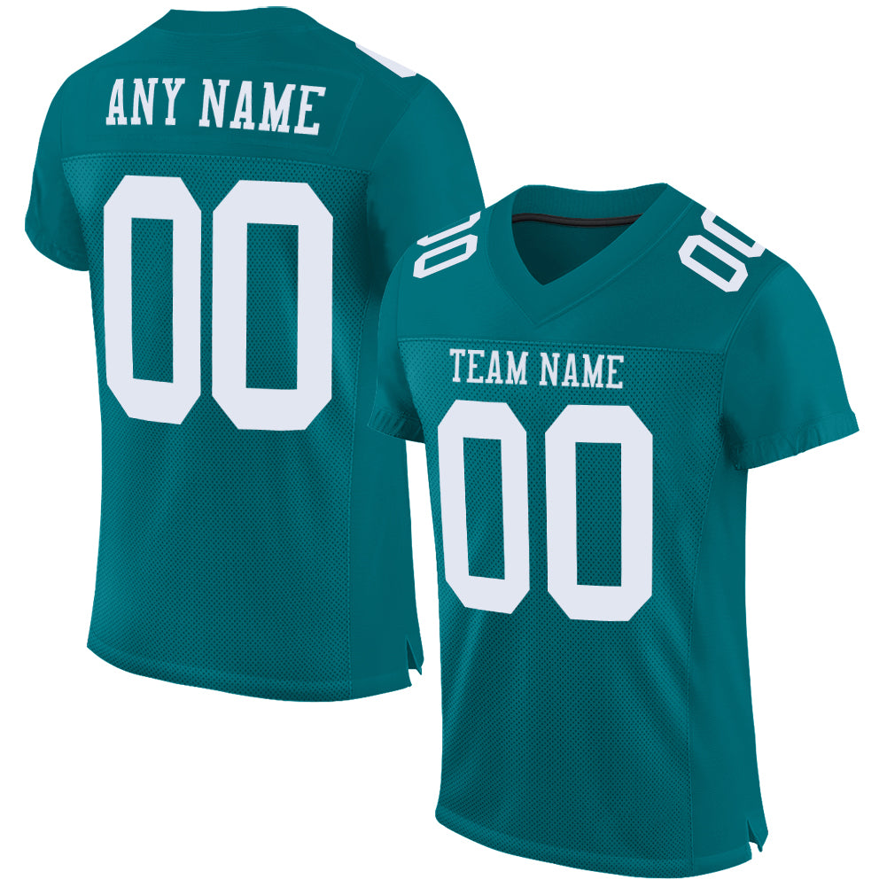 Custom Teal White Mesh Authentic Football Jersey - Sky-Custom