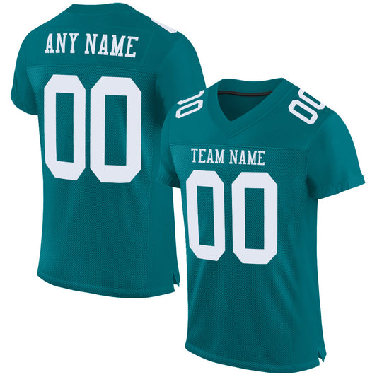 Custom Teal White Mesh Authentic Football Jersey - Sky-Custom